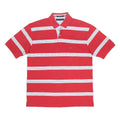 TOMMY HILFIGER Mens Red & White Striped Short Sleeve Polo Shirt L Cotton Blend