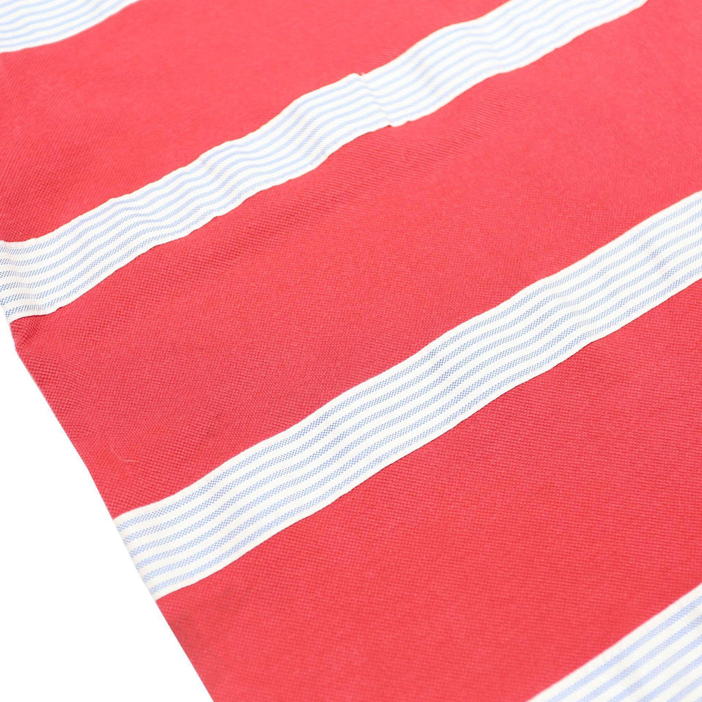 TOMMY HILFIGER Mens Red & White Striped Short Sleeve Polo Shirt L Cotton Blend