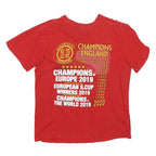 CASUAL CLASSICS Mens Red Liverpool Champions Of England Graphic T-Shirt L Short