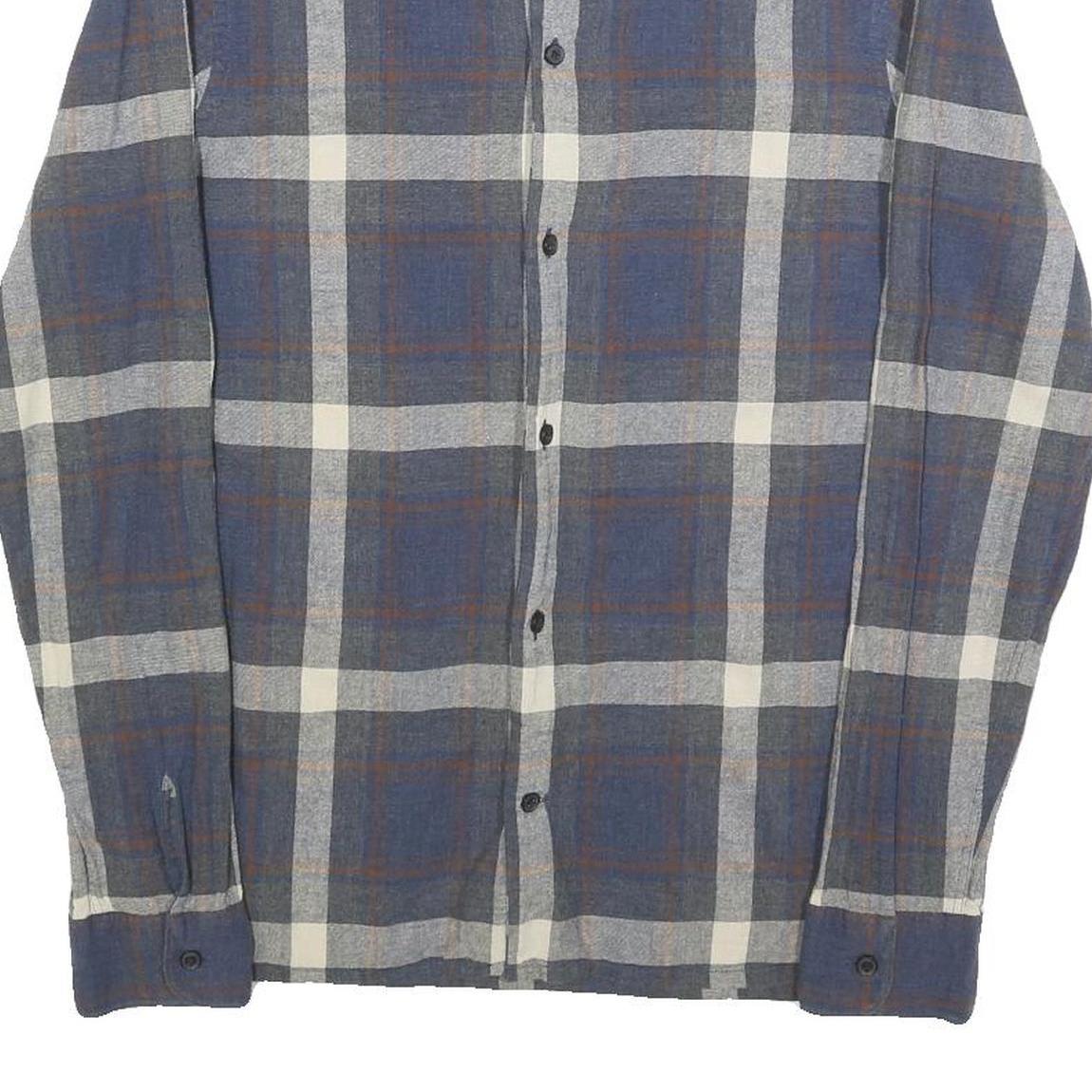 ALL SAINTS Mens Blue & White Check Shirt XS Classic Cotton Casual