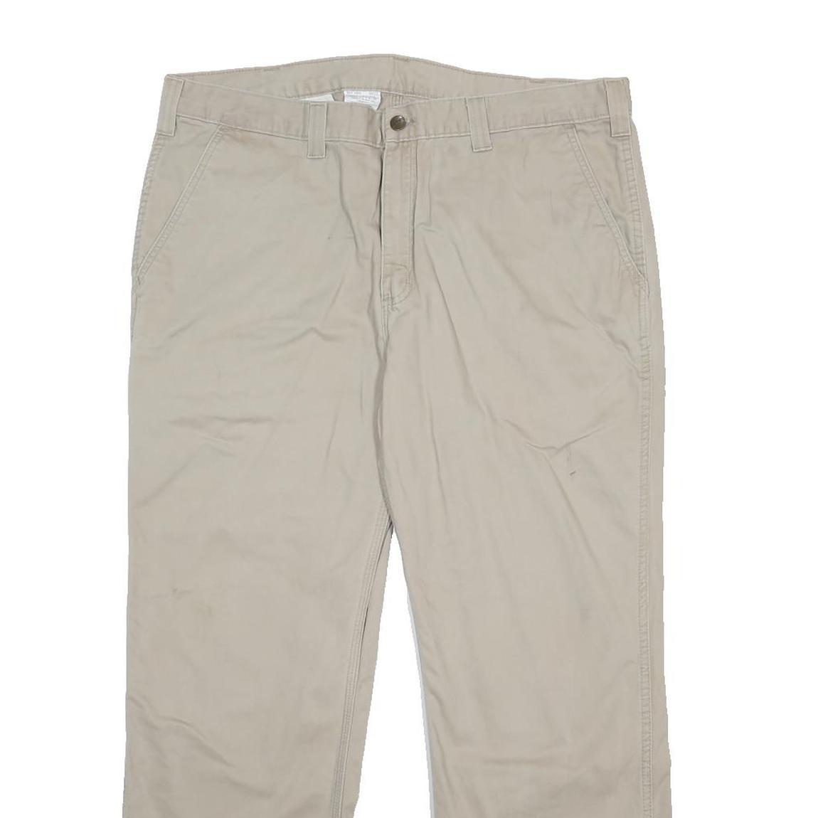 CARHARTT Mens Beige Cotton Relaxed Straight Trousers W40 L30 Workwear Durable