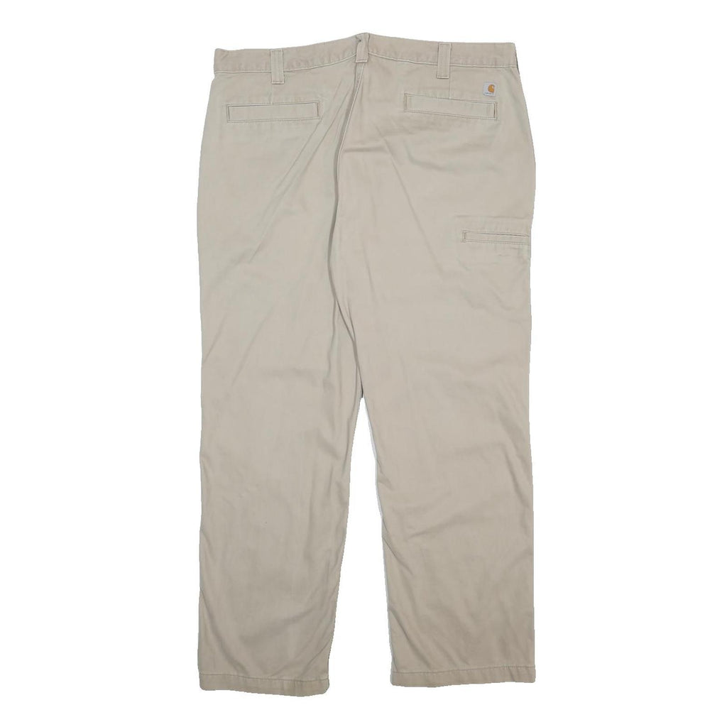 CARHARTT Mens Beige Cotton Relaxed Straight Trousers W40 L30 Workwear Durable