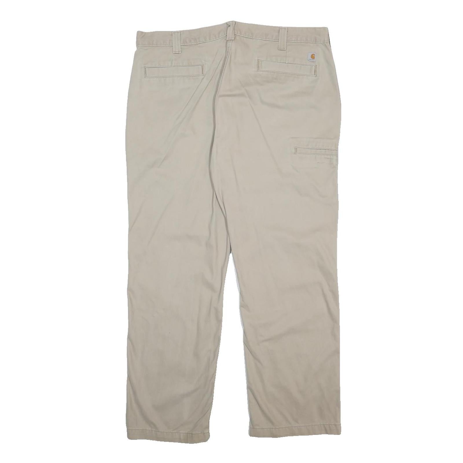 CARHARTT Mens Beige Cotton Relaxed Straight Trousers W40 L30 Workwear Durable