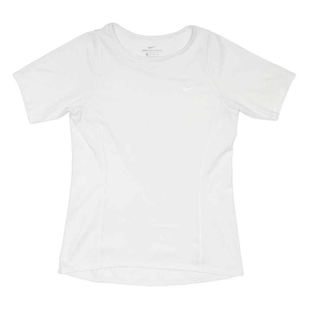NIKE Womens White Polyester Blend Sports T-Shirt XS Short Sleeve Crew Neck
