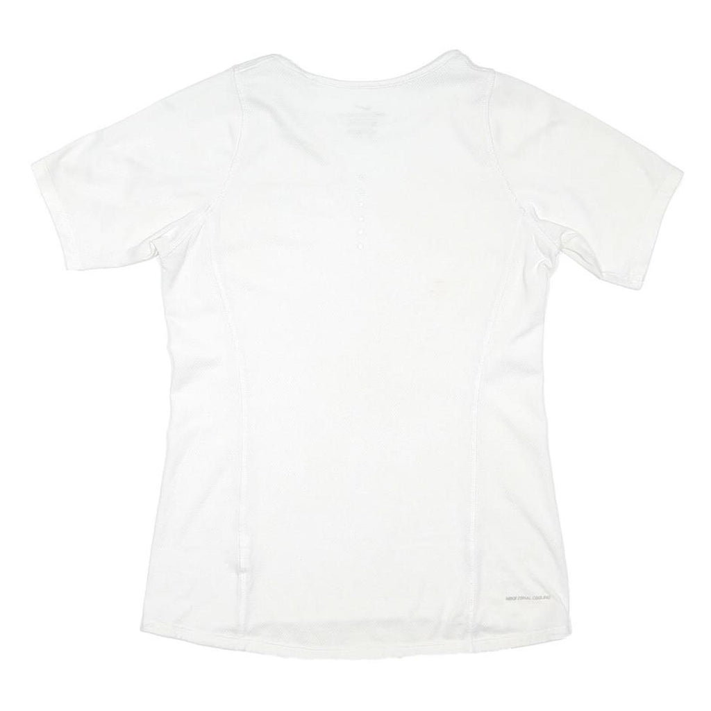 NIKE Womens White Polyester Blend Sports T-Shirt XS Short Sleeve Crew Neck