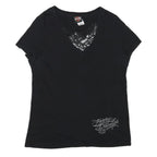 HARLEY DAVIDSON Mens Black Graphic T-Shirt XL Short Sleeve V-Neck Cotton Blend