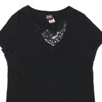 HARLEY DAVIDSON Mens Black Graphic T-Shirt XL Short Sleeve V-Neck Cotton Blend