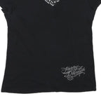 HARLEY DAVIDSON Mens Black Graphic T-Shirt XL Short Sleeve V-Neck Cotton Blend
