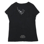 HARLEY DAVIDSON Mens Black Graphic T-Shirt XL Short Sleeve V-Neck Cotton Blend