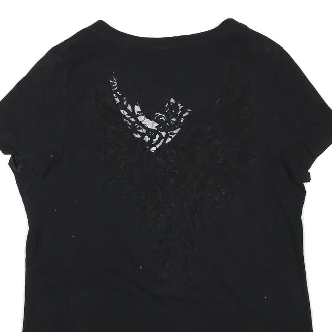 HARLEY DAVIDSON Mens Black Graphic T-Shirt XL Short Sleeve V-Neck Cotton Blend