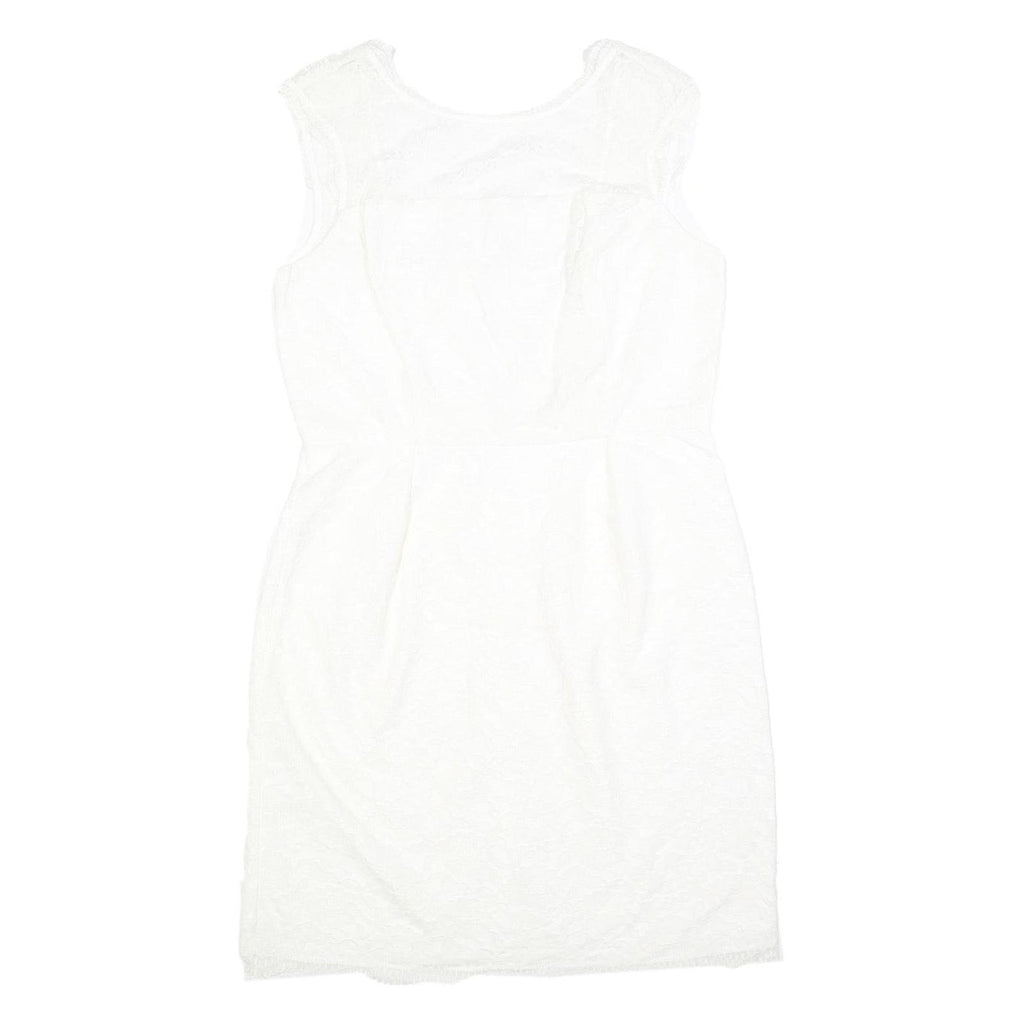 CALVIN KLEIN Womens White Polyester Blend Fit & Flare Lace Sleeveless Knee