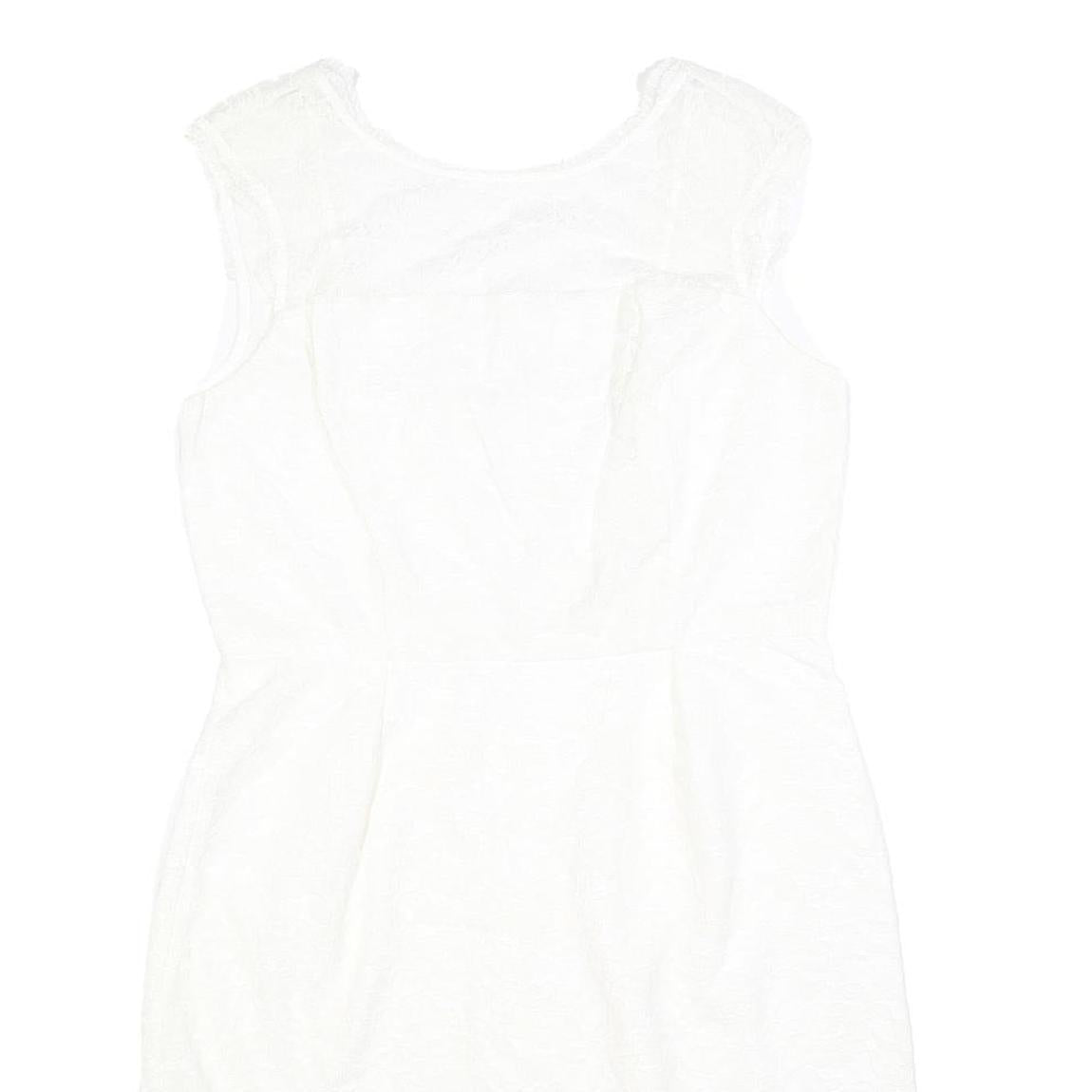 CALVIN KLEIN Womens White Polyester Blend Fit & Flare Lace Sleeveless Knee