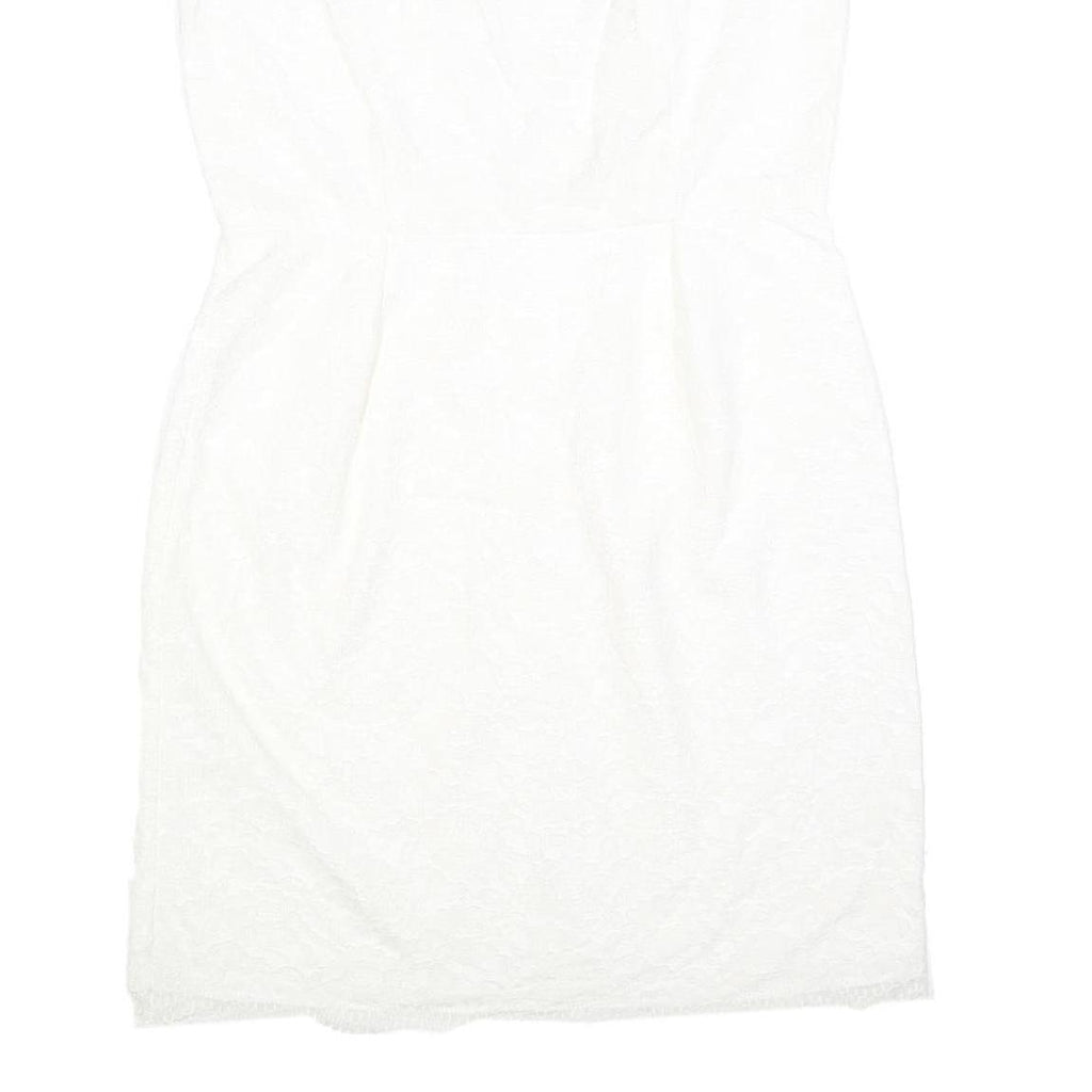 CALVIN KLEIN Womens White Polyester Blend Fit & Flare Lace Sleeveless Knee
