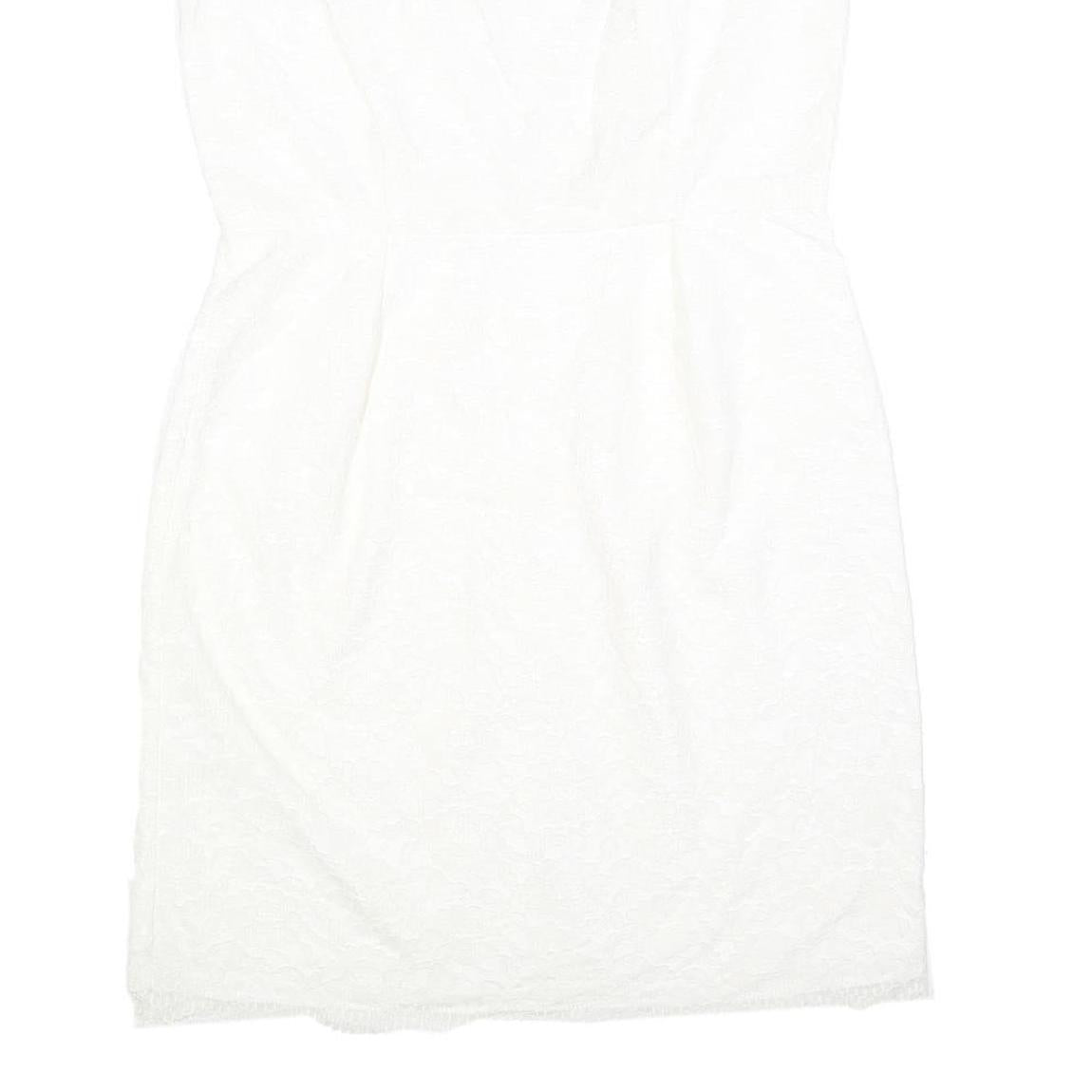CALVIN KLEIN Womens White Polyester Blend Fit & Flare Lace Sleeveless Knee