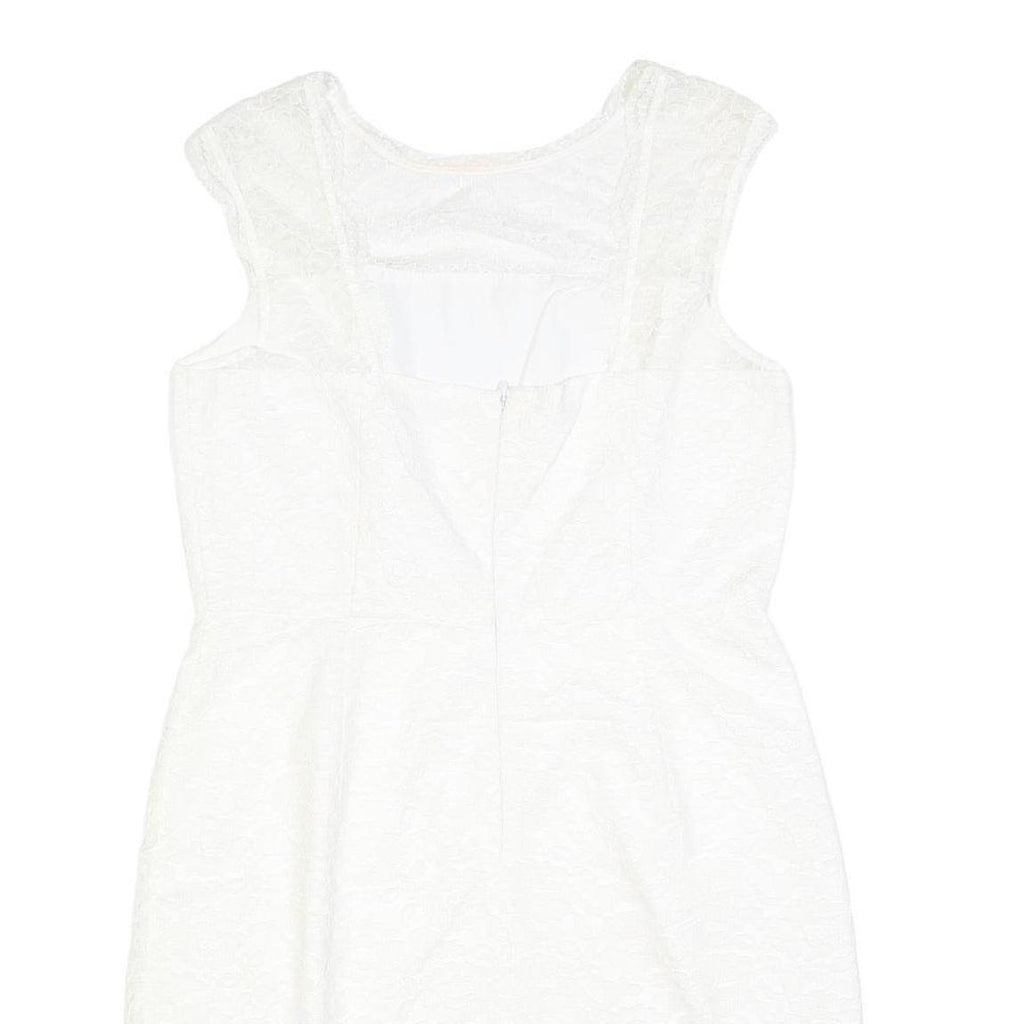 CALVIN KLEIN Womens White Polyester Blend Fit & Flare Lace Sleeveless Knee