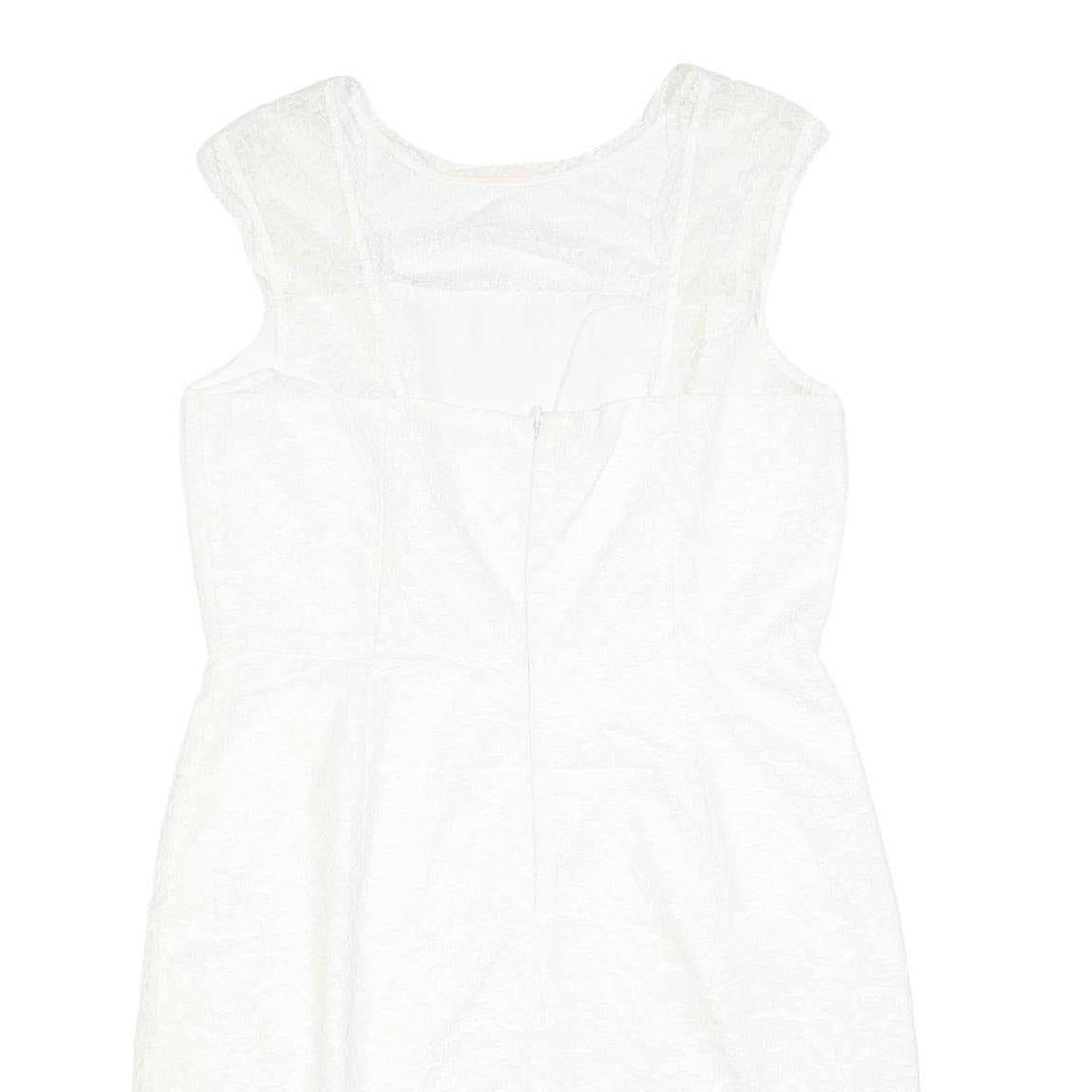 CALVIN KLEIN Womens White Polyester Blend Fit & Flare Lace Sleeveless Knee