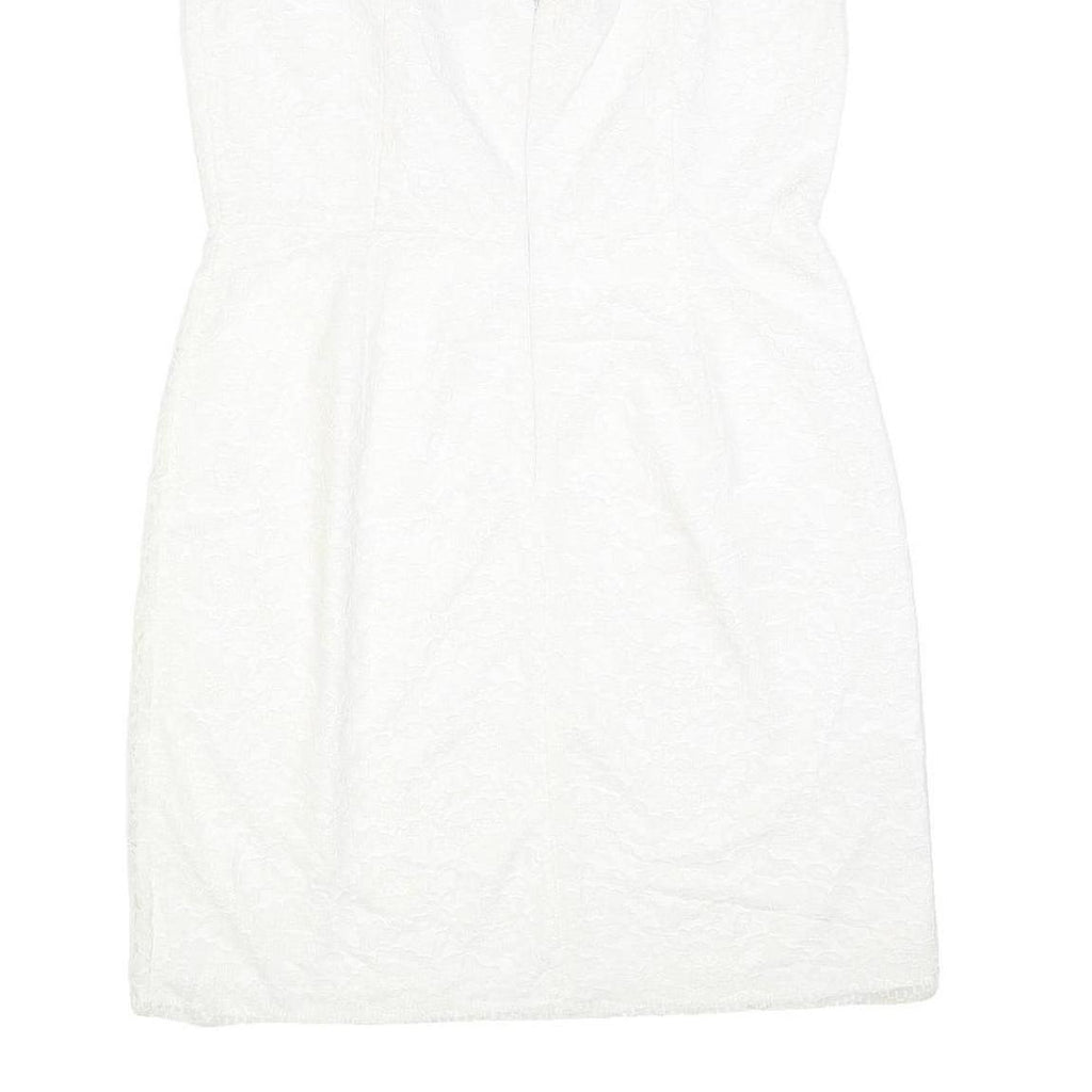 CALVIN KLEIN Womens White Polyester Blend Fit & Flare Lace Sleeveless Knee