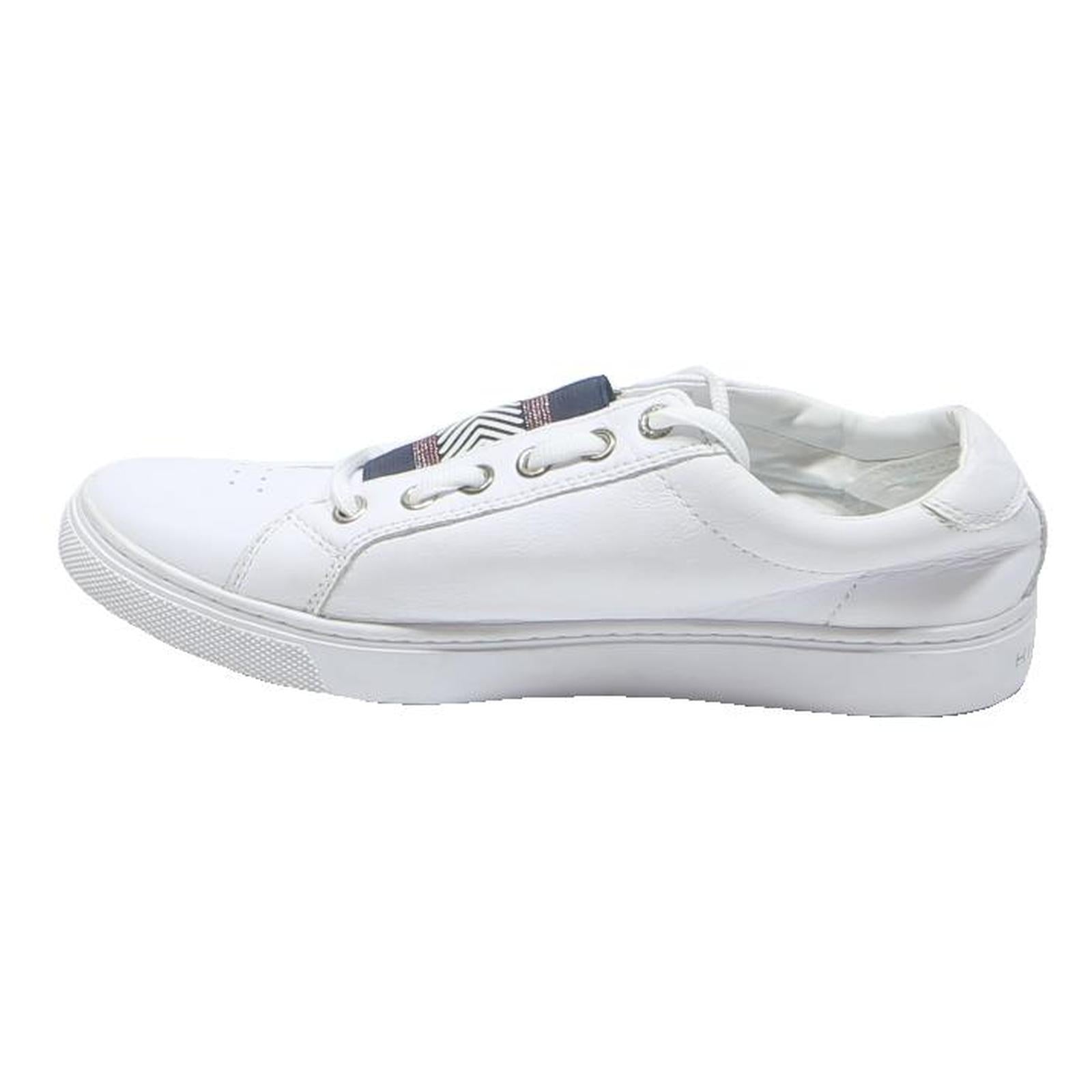 TOMMY HILFIGER Womens White Leather Low Top Trainers UK 5 Comfortable Casual