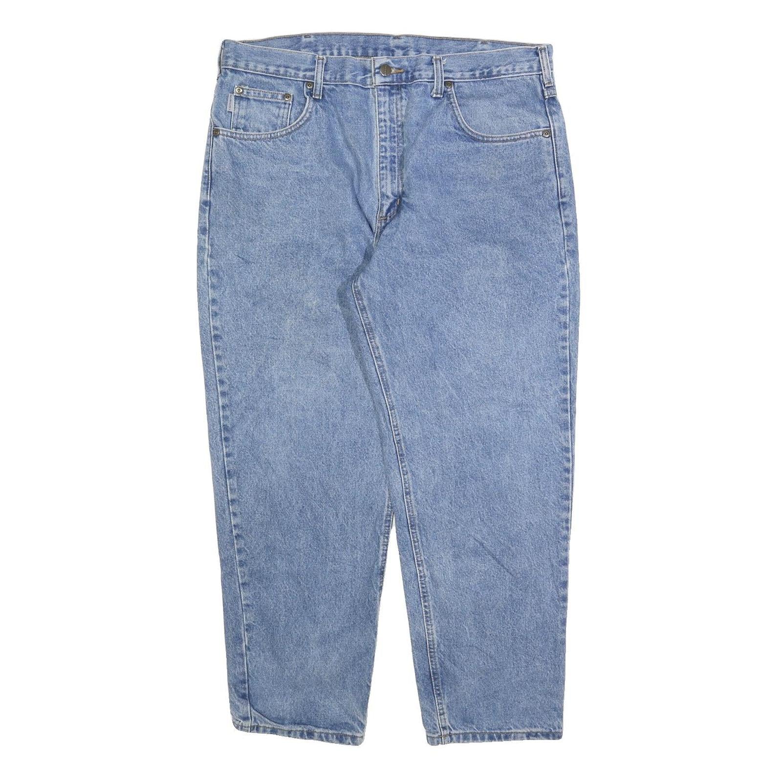 CARHARTT Mens Relaxed Blue Denim Light W36 L26 Zip Cotton Blend Jeans