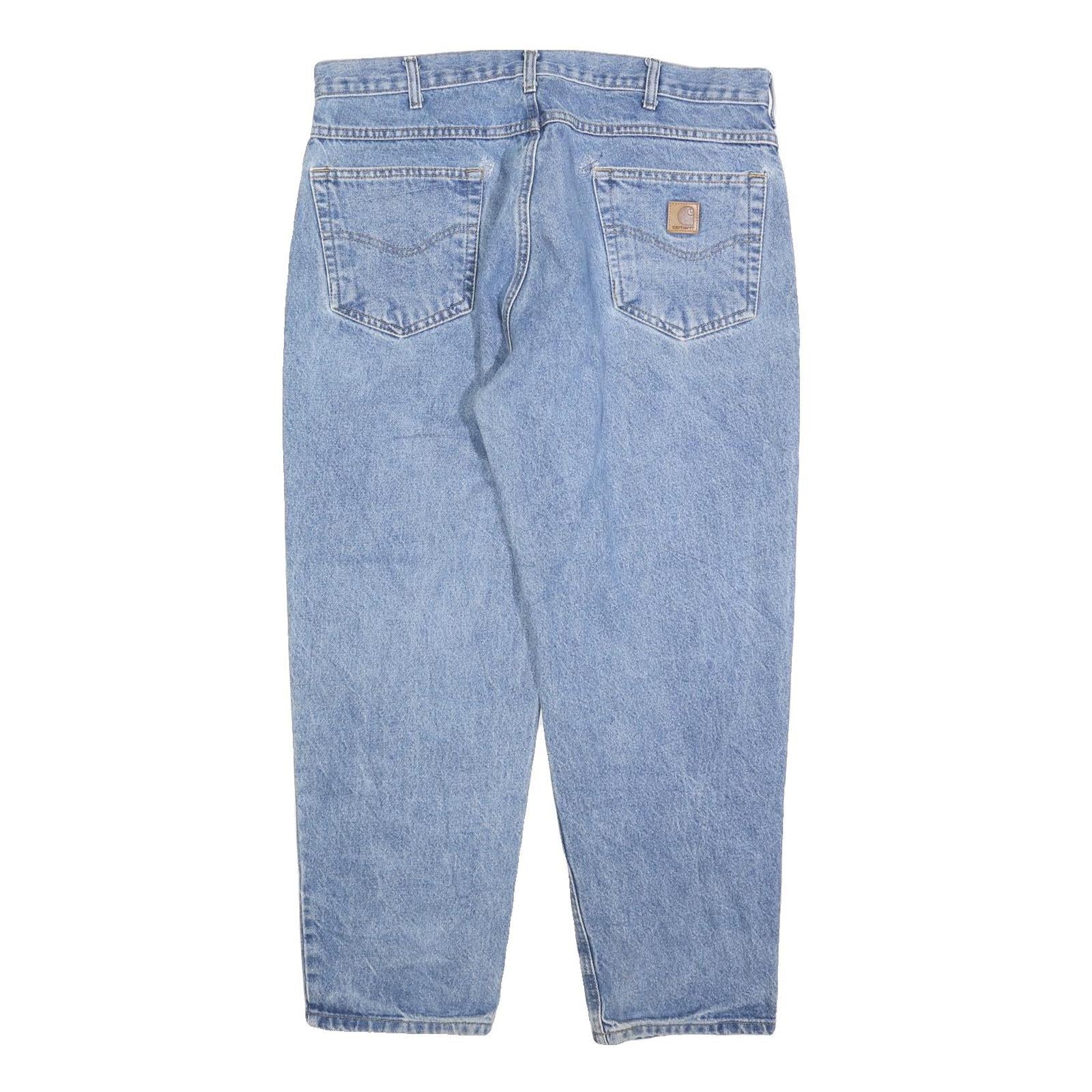 CARHARTT Mens Relaxed Blue Denim Light W36 L26 Zip Cotton Blend Jeans