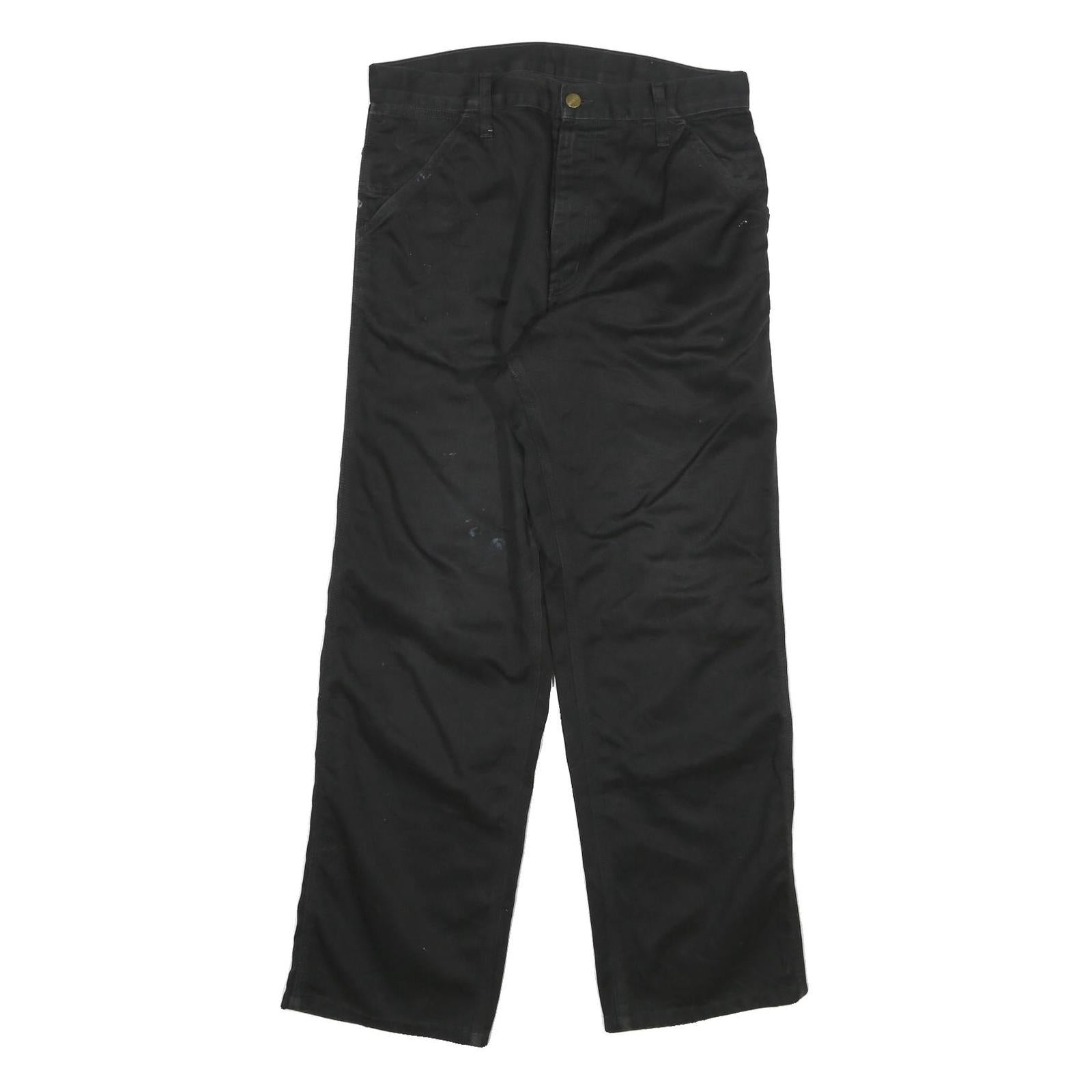 CARHARTT Mens Cotton Blend Black Regular Straight Trousers W31 L29 Workwear