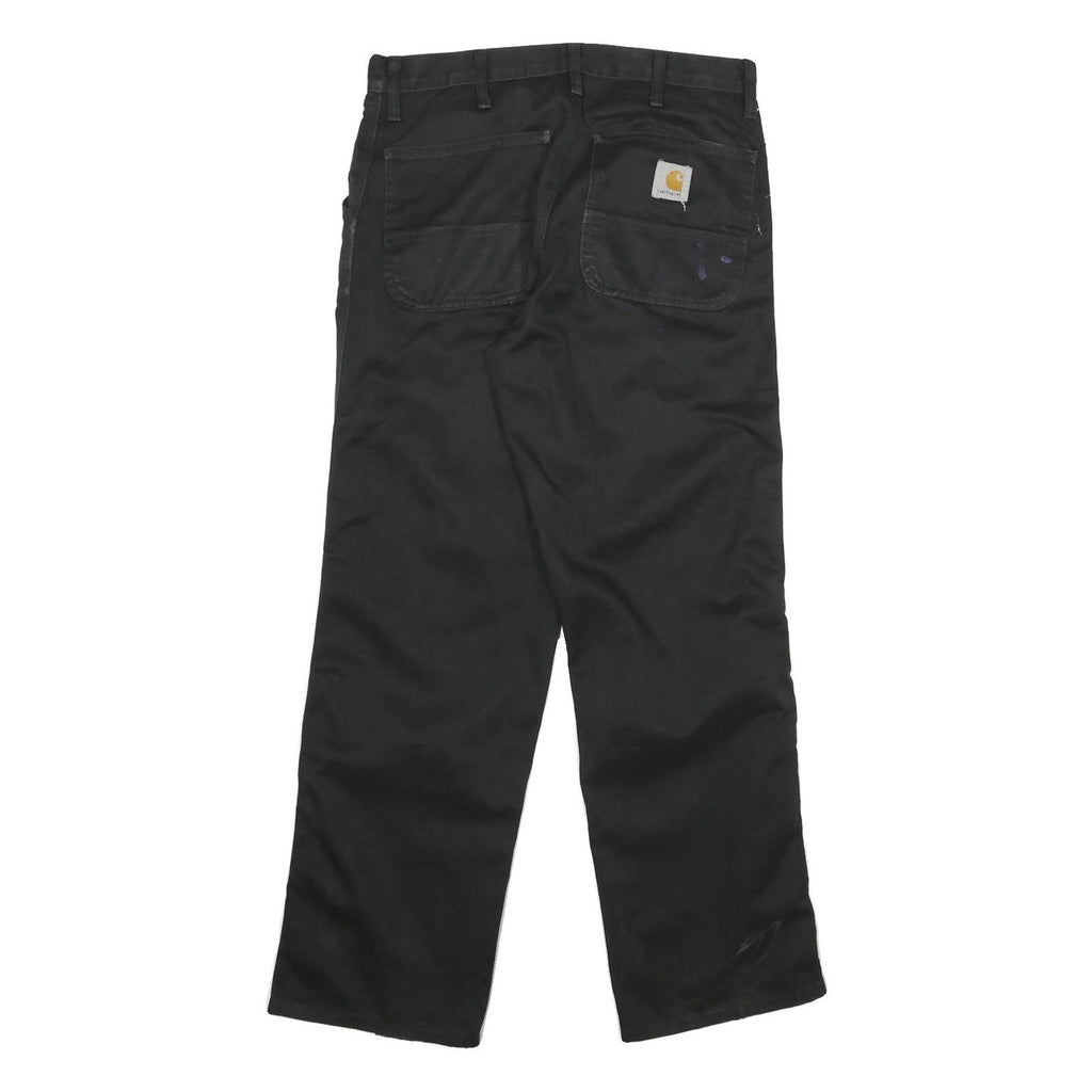 CARHARTT Mens Cotton Blend Black Regular Straight Trousers W31 L29 Workwear