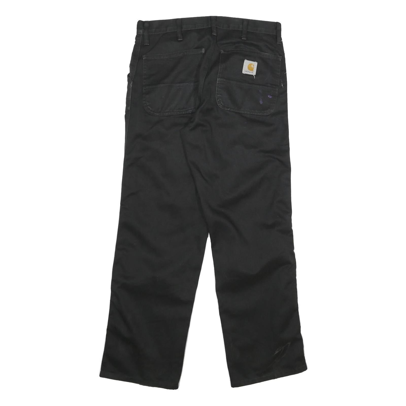 CARHARTT Mens Cotton Blend Black Regular Straight Trousers W31 L29 Workwear