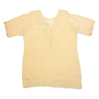 Tunic Womens Printed Blouse Beige V-Neck Floral XL