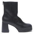 CHARLES & KEITH Womens Black Leather Platform Ankle Boots UK 4 Stylish Block