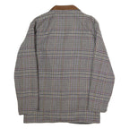Womens Brown Check Wool Jacket L Button Closure Classic Fit Long Sleeve