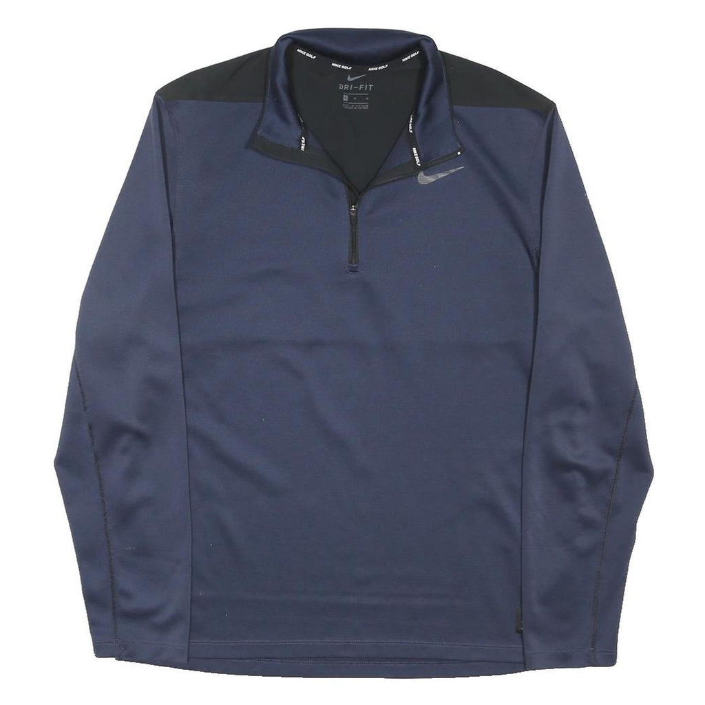 NIKE Mens Blue & Black 1/4 Zip M Dri-Fit Polyester Blend Sweatshirt Pullover