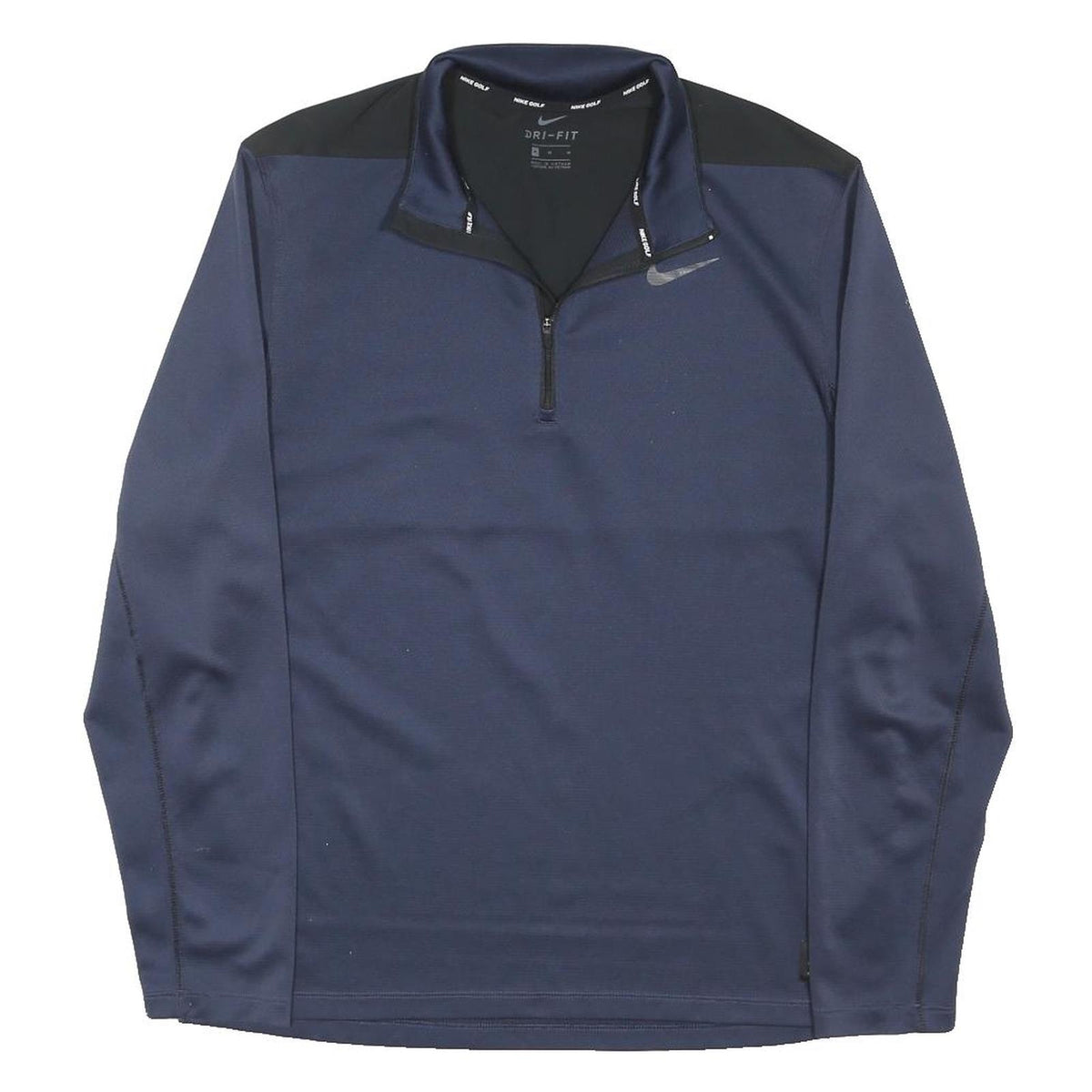 NIKE Mens Blue & Black 1/4 Zip M Dri-Fit Polyester Blend Sweatshirt Pullover