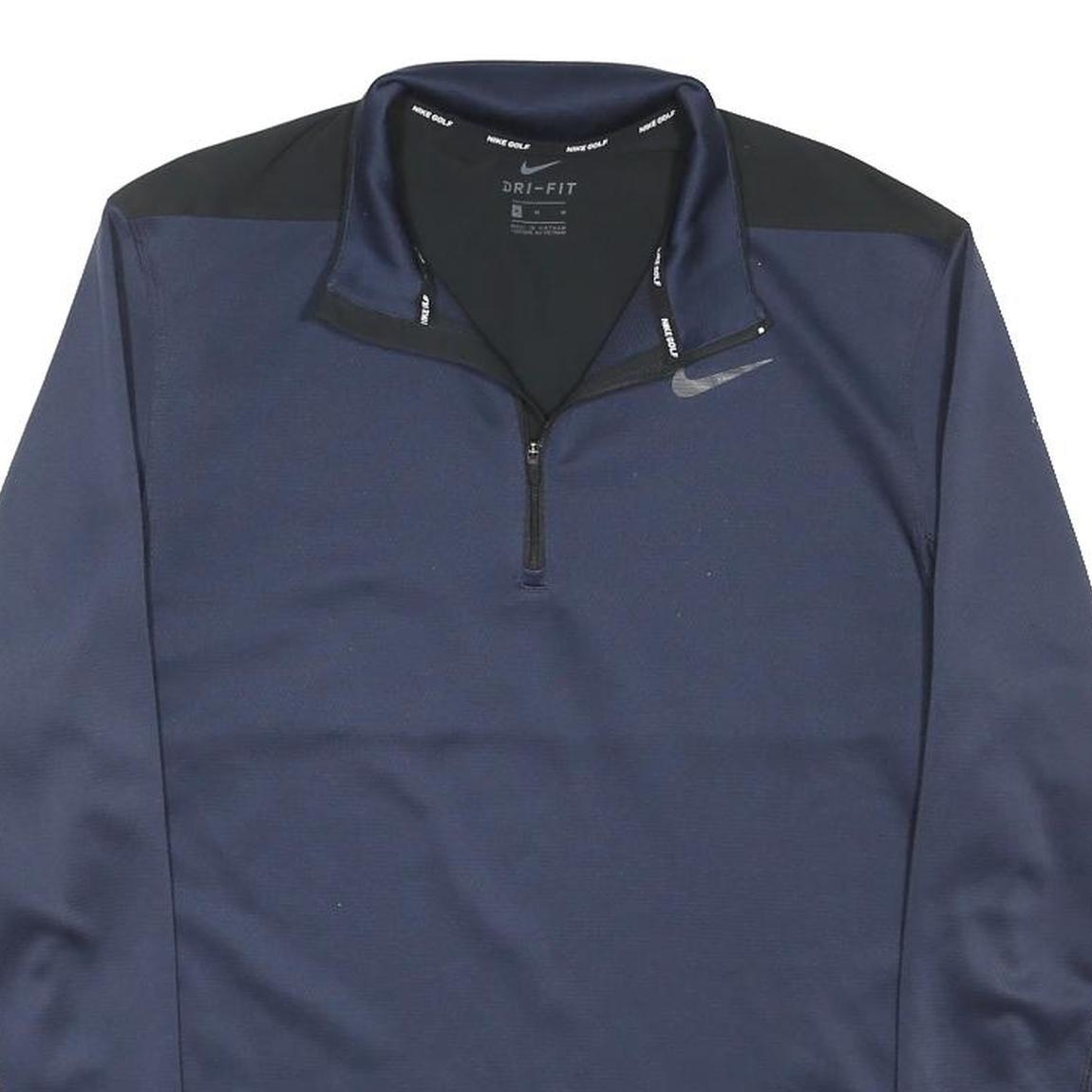NIKE Mens Blue & Black 1/4 Zip M Dri-Fit Polyester Blend Sweatshirt Pullover