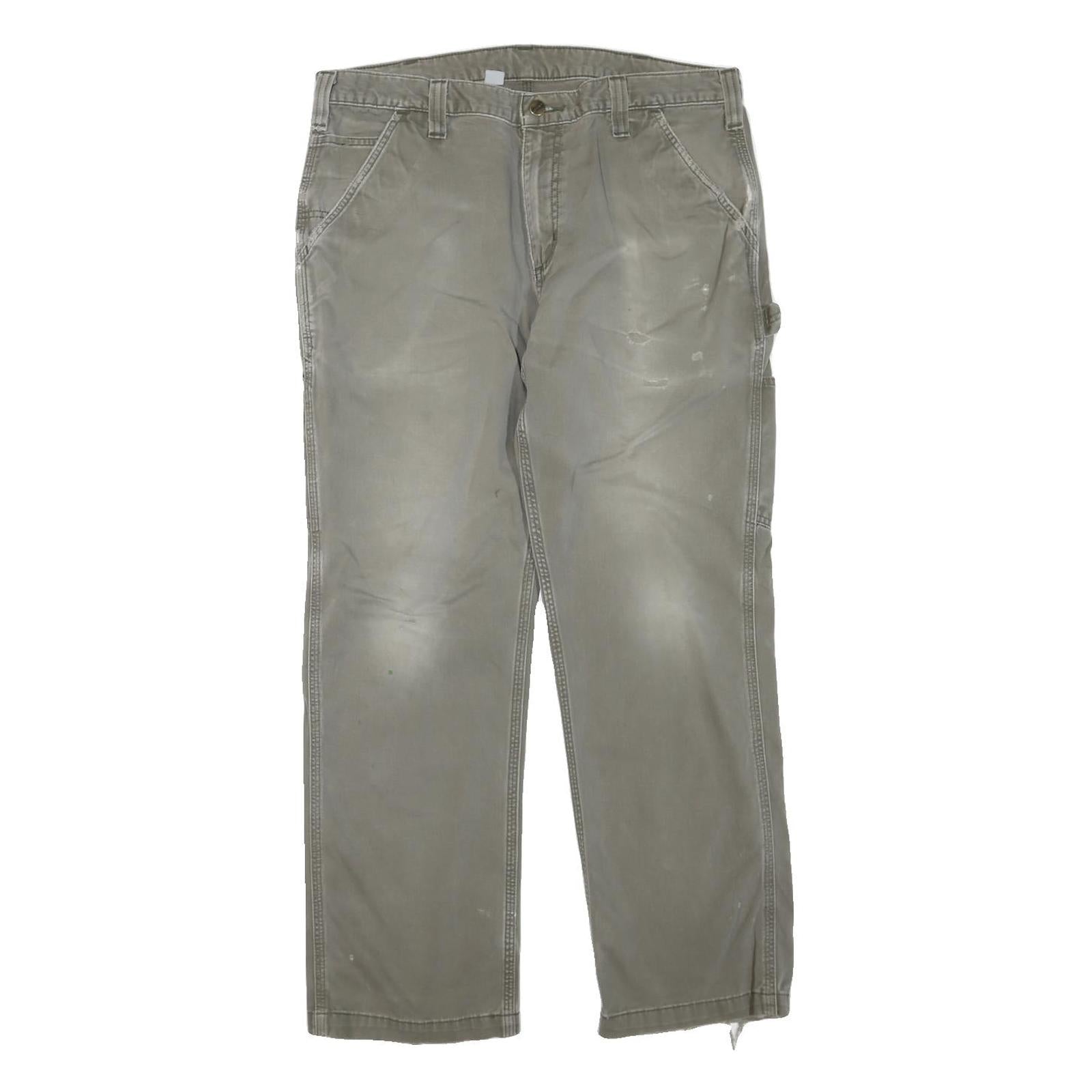 CARHARTT Mens Regular Fit Beige Cotton Blend Workwear Trousers W36 L30 Utility