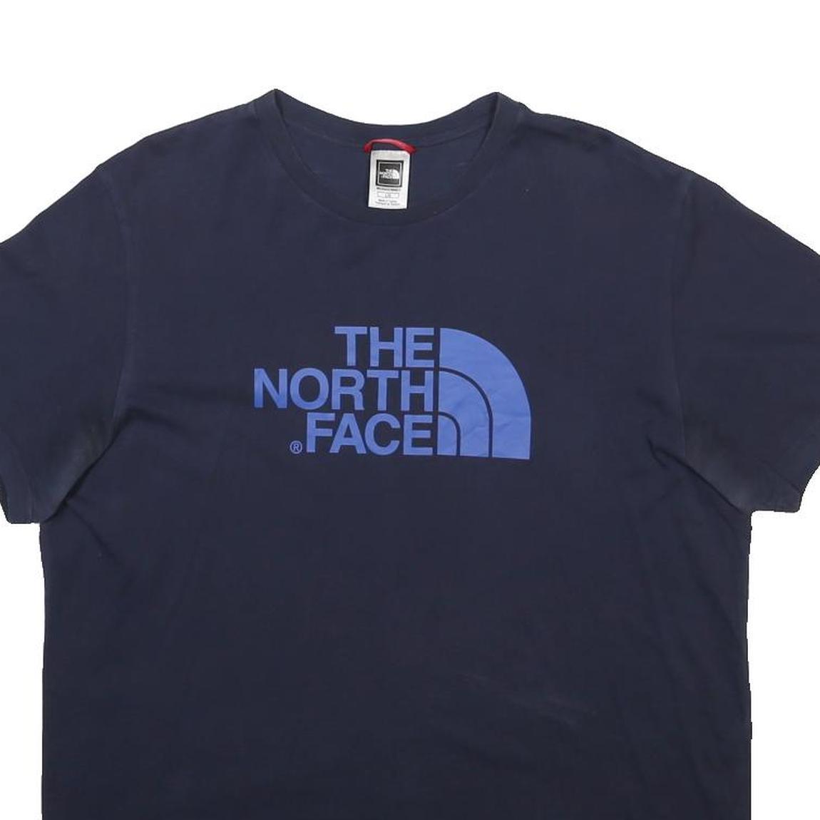 THE NORTH FACE Mens Navy Blue Graphic T-Shirt L Short Sleeve Crew Neck Cotton