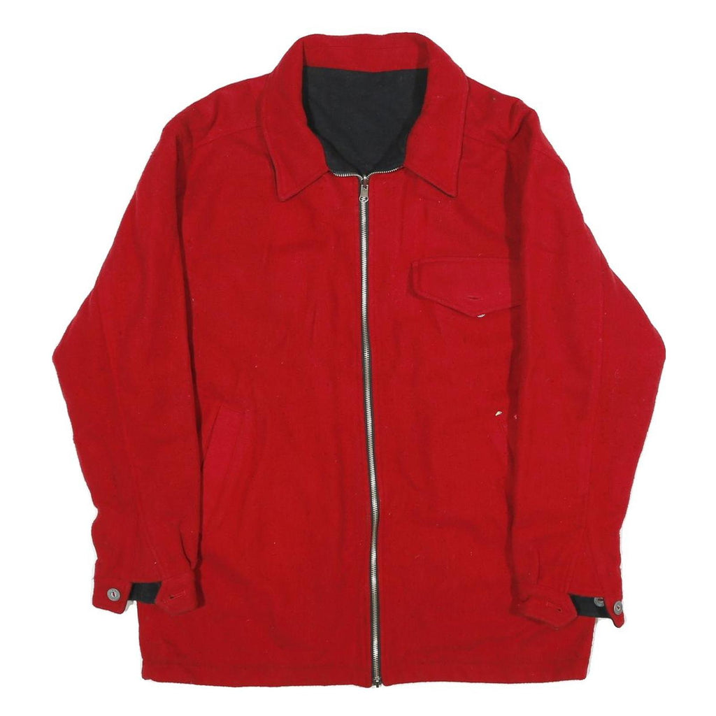 MARLBORO Mens Red Cotton Blend Zip Jacket L Classic Casual Outerwear