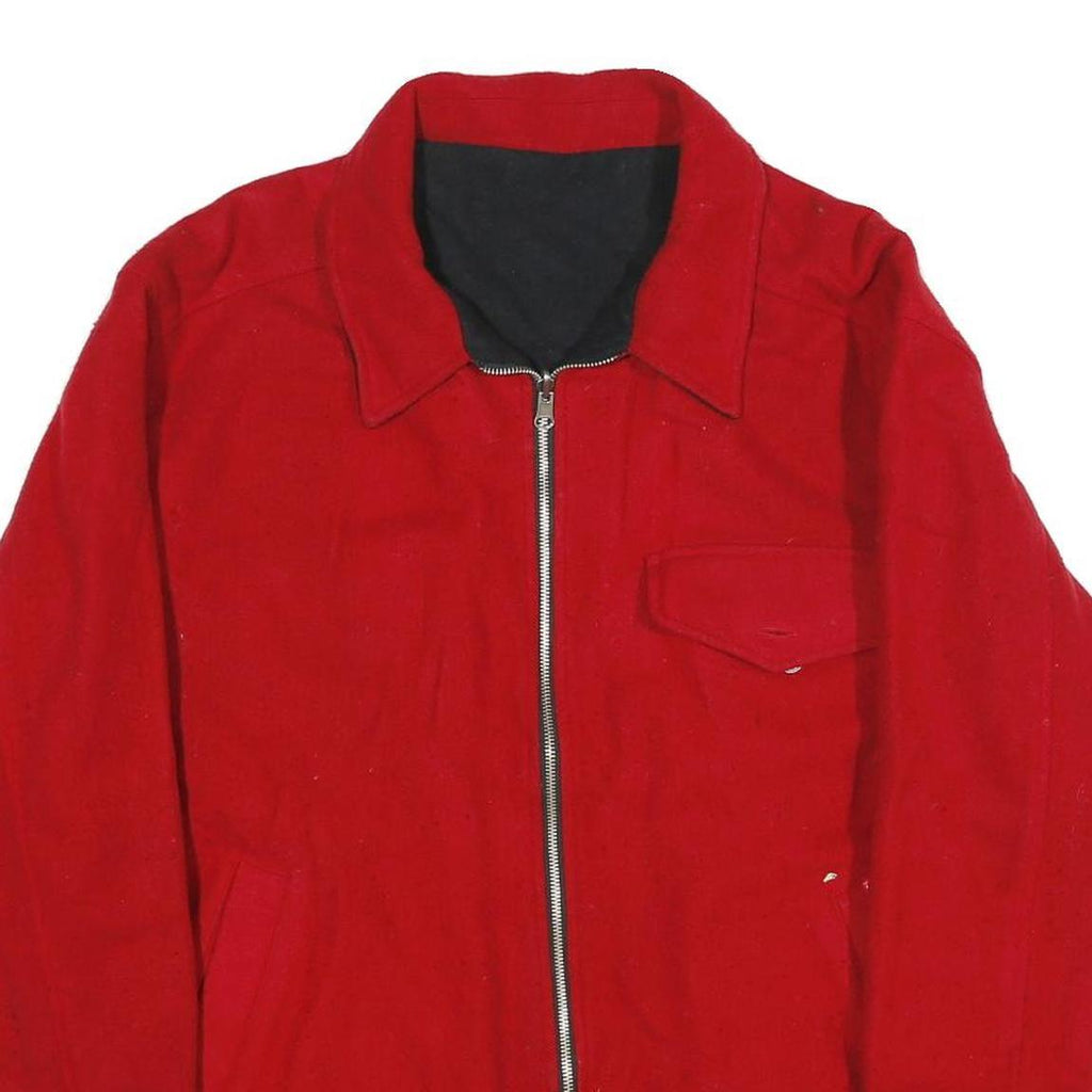 MARLBORO Mens Red Cotton Blend Zip Jacket L Classic Casual Outerwear