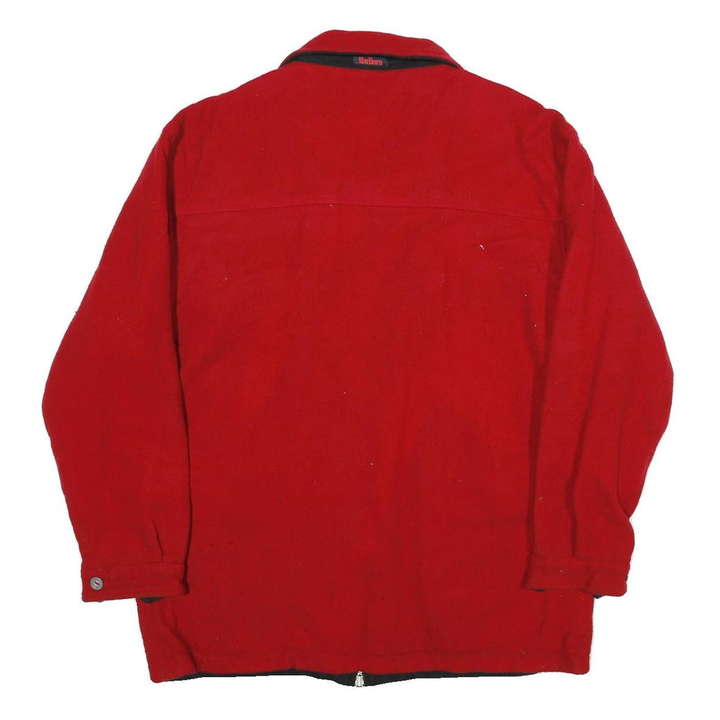 MARLBORO Mens Red Cotton Blend Zip Jacket L Classic Casual Outerwear