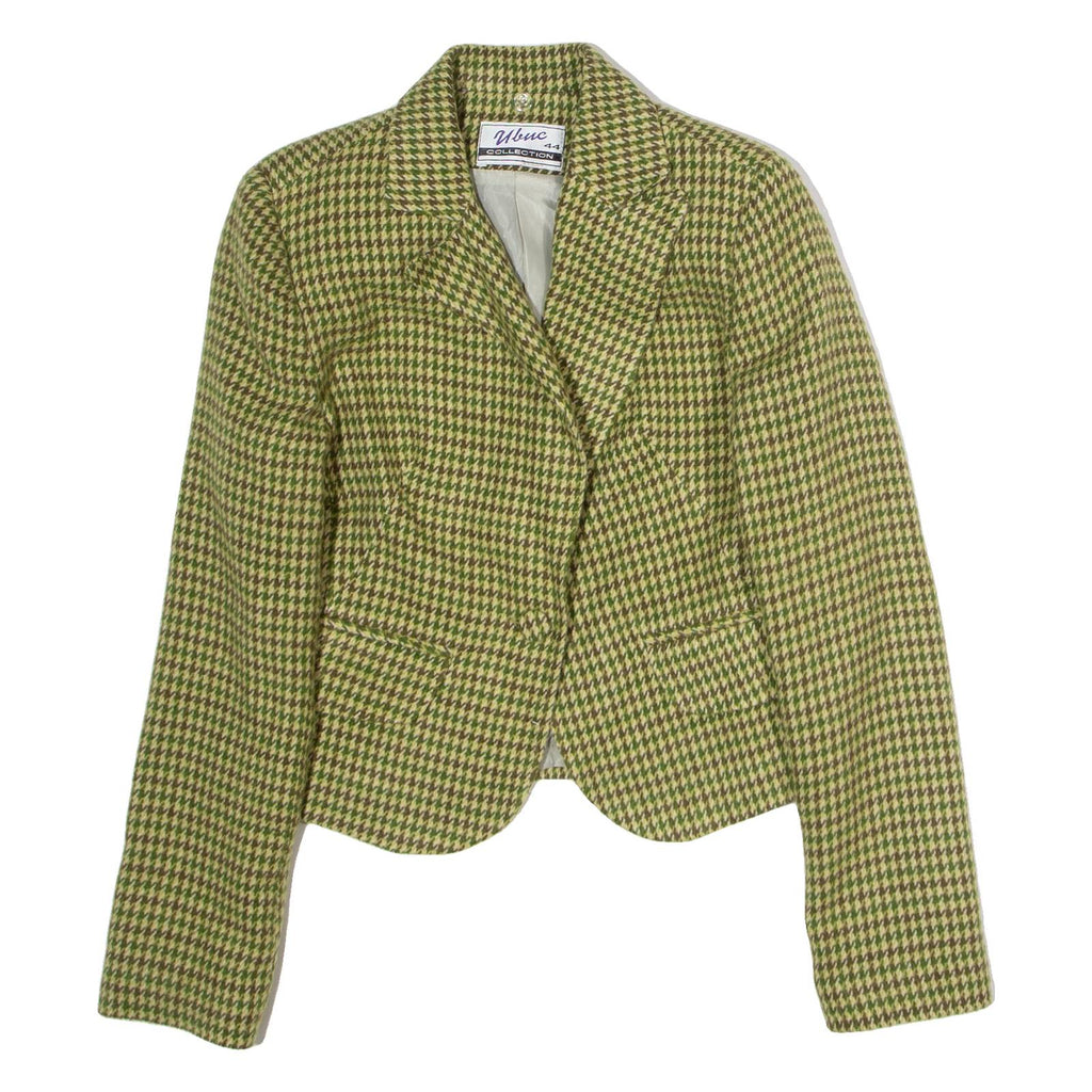 UBUC COLLECTION Womens Blazer Jacket Green Flannel 90s Houndstooth XXS