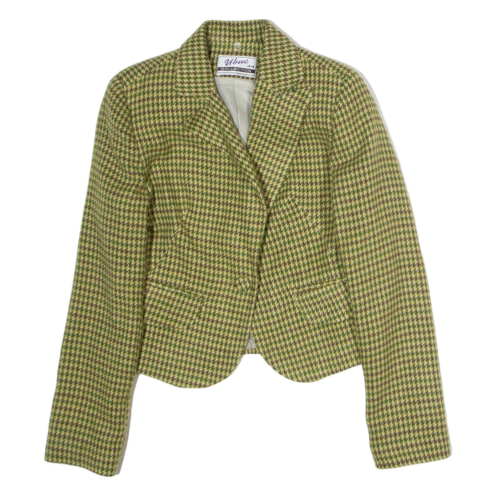 UBUC COLLECTION Womens Blazer Jacket Green Flannel 90s Houndstooth XXS