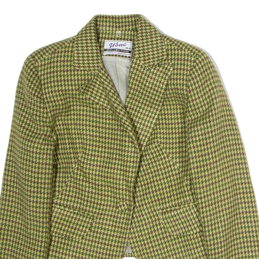 UBUC COLLECTION Womens Blazer Jacket Green Flannel 90s Houndstooth XXS