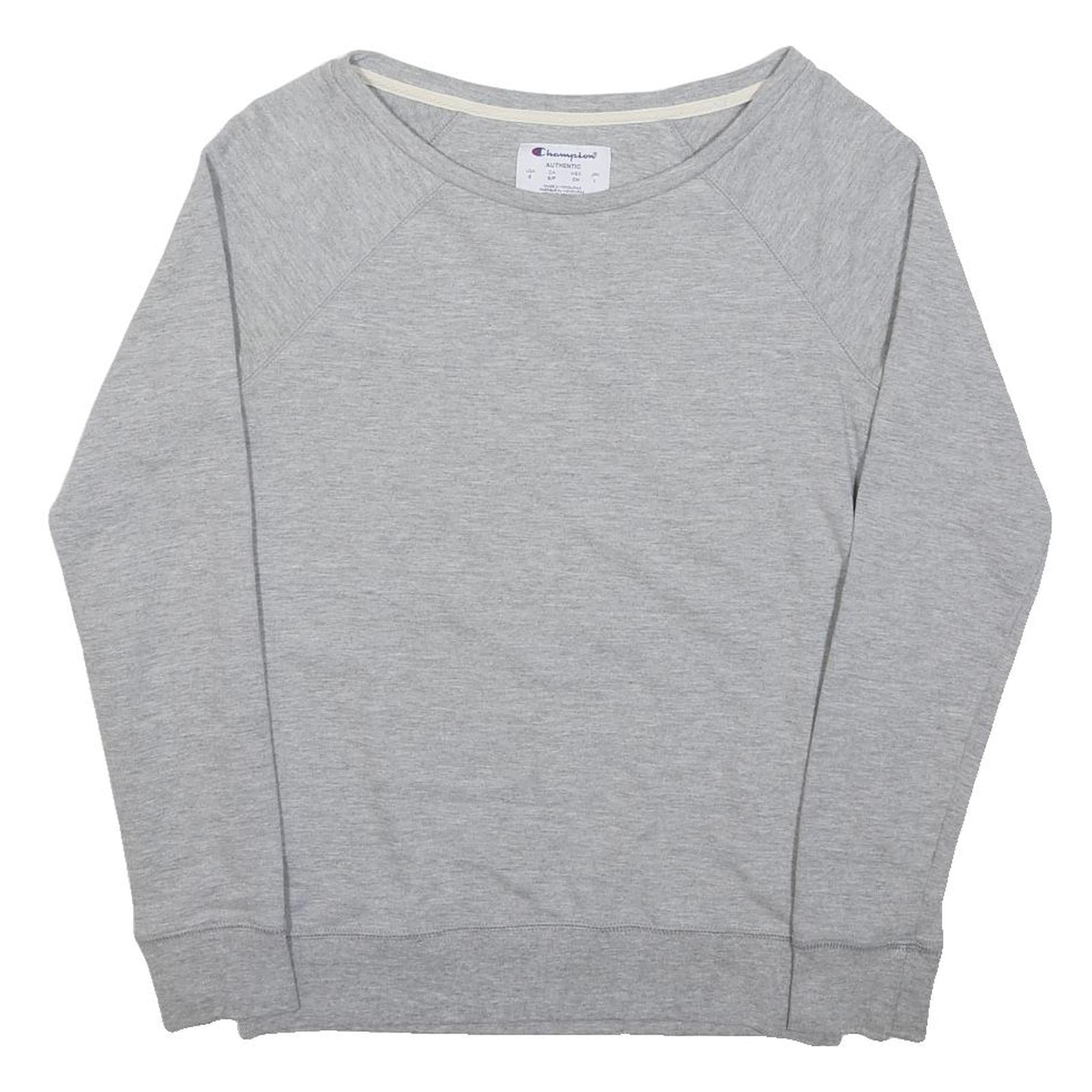CHAMPION Womens Grey Cotton Blend Crew Neck S Lightweight Pullover Sweatshirt
