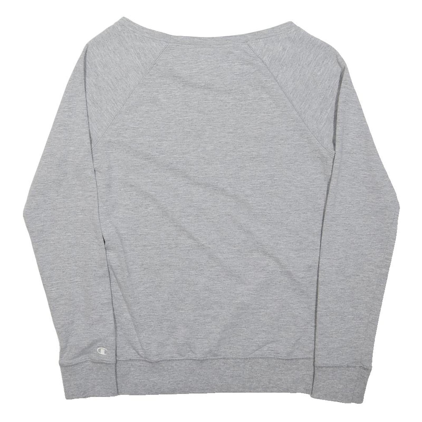 CHAMPION Womens Grey Cotton Blend Crew Neck S Lightweight Pullover Sweatshirt