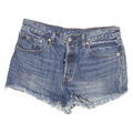 LEVI'S Womens Denim Blue Casual Shorts L W32 Frayed Hem