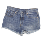 LEVI'S Womens Denim Blue Casual Shorts L W32 Frayed Hem