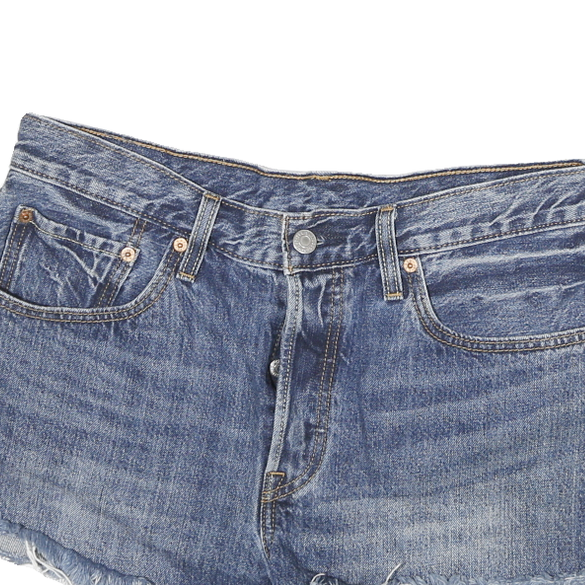 LEVI'S Womens Denim Blue Casual Shorts L W32 Frayed Hem