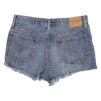 LEVI'S Womens Denim Blue Casual Shorts L W32 Frayed Hem