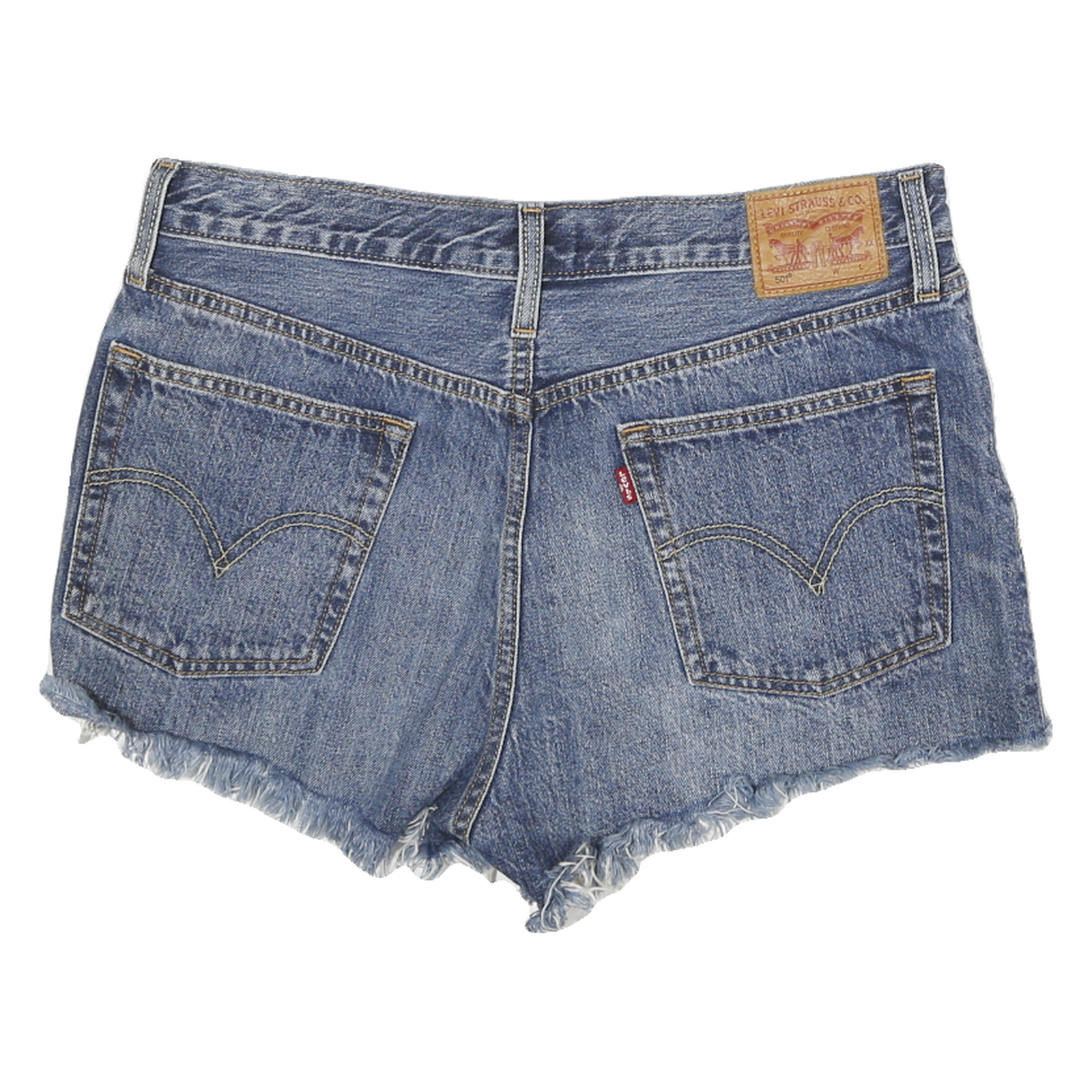 LEVI'S Womens Denim Blue Casual Shorts L W32 Frayed Hem