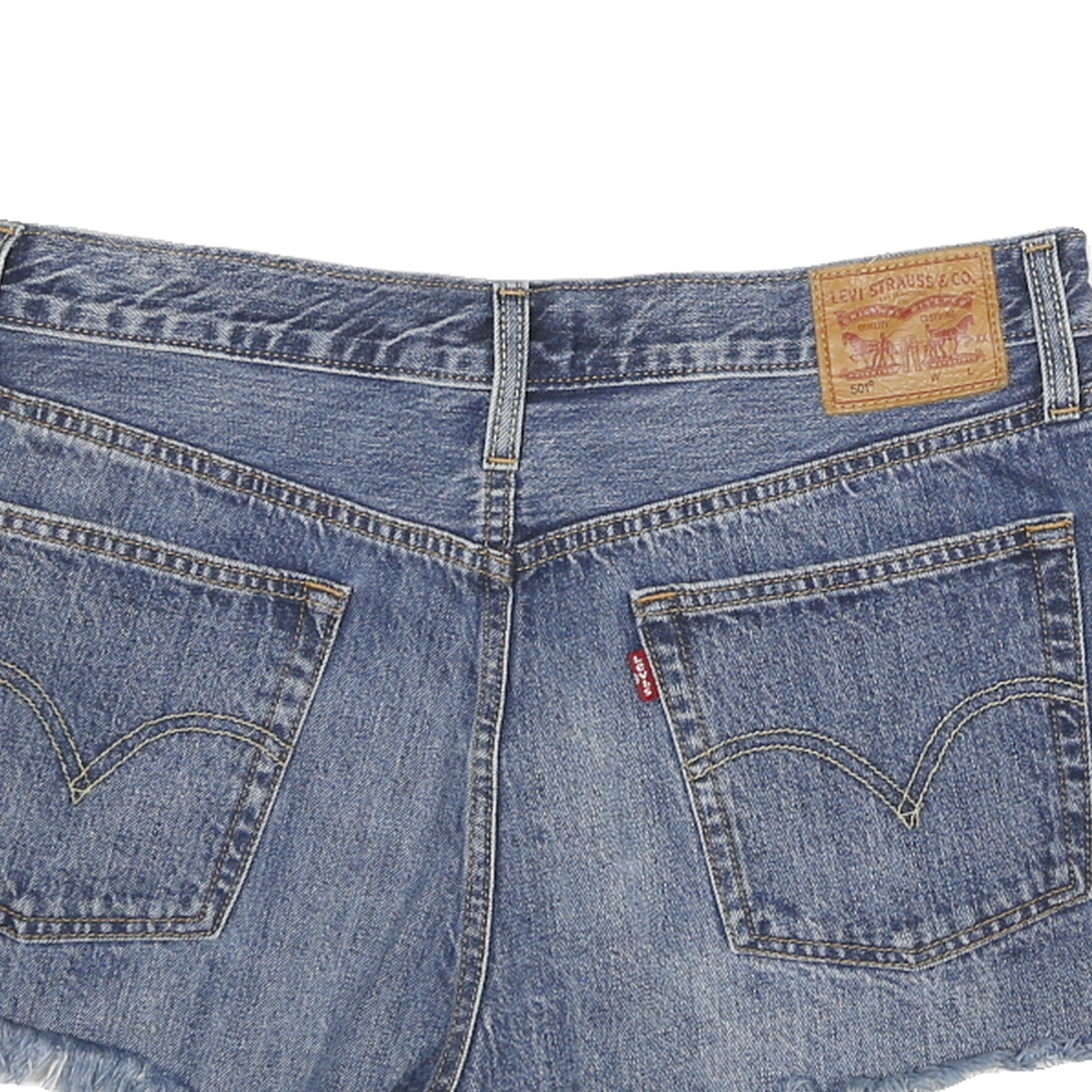 LEVI'S Womens Denim Blue Casual Shorts L W32 Frayed Hem