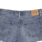 LEVI'S Womens Denim Blue Casual Shorts L W32 Frayed Hem